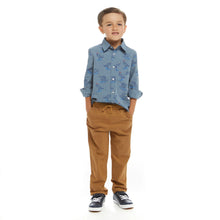 Load image into Gallery viewer, Skateboarding Dino Chambray Buttondown

