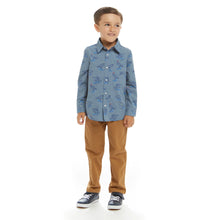 Load image into Gallery viewer, Skateboarding Dino Chambray Buttondown
