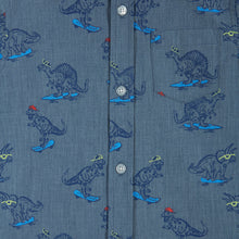 Load image into Gallery viewer, Skateboarding Dino Chambray Buttondown
