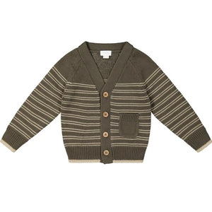 Hunter Cardigan Olive Stripe