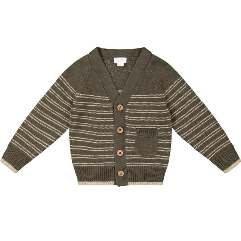 Hunter Cardigan Olive Stripe