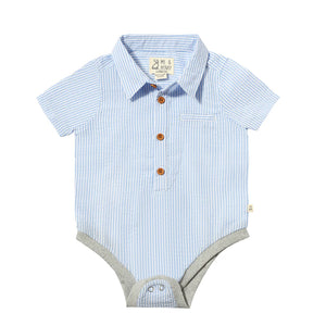 Helford Woven Onesie Blue Stripe Seersucker