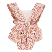 Load image into Gallery viewer, Vienna Floral Printed Dotted Bobby Baby Romper - Floral Terracotta
