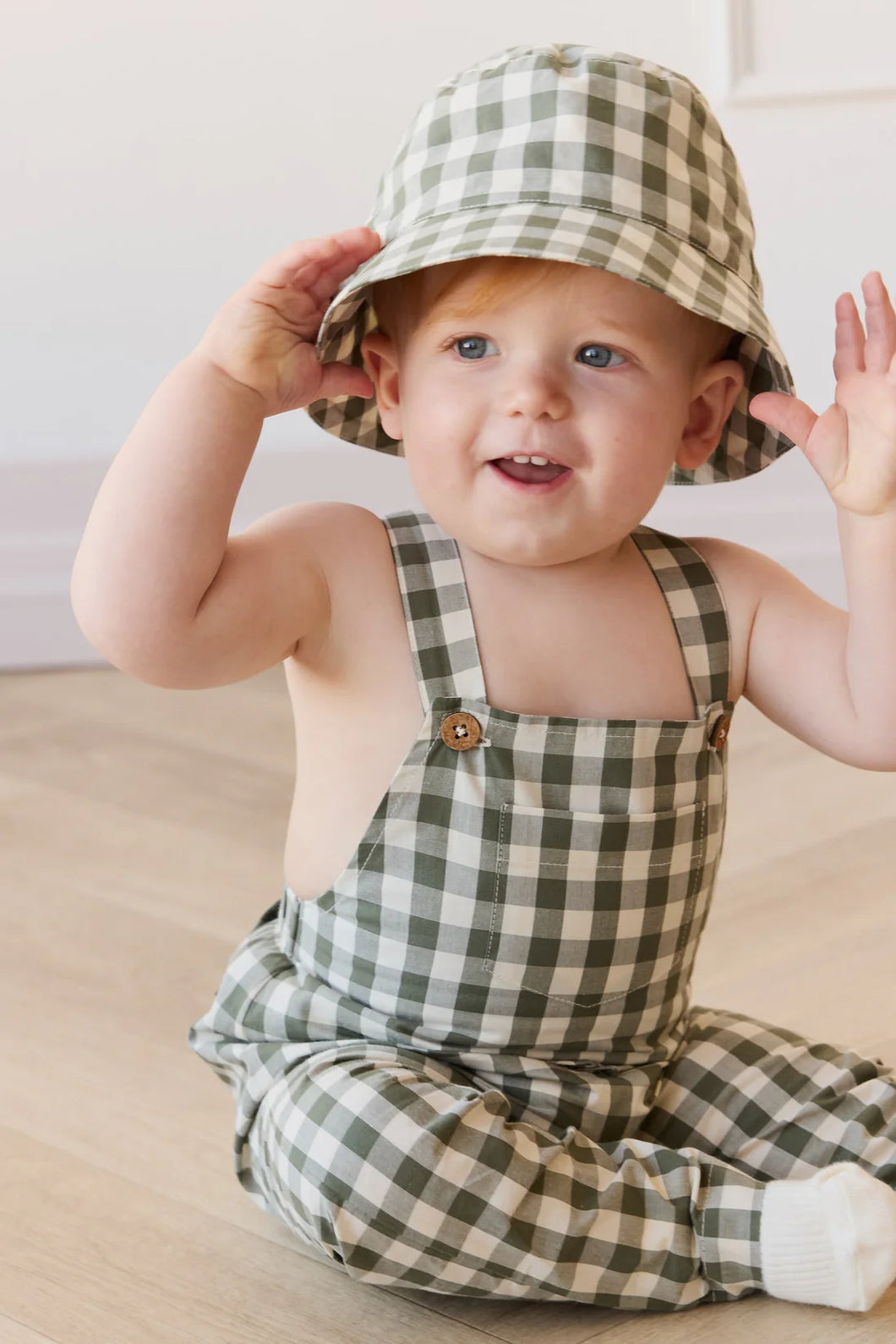 Organic Cotton Kingston Overall-Gingham Grape Leaf