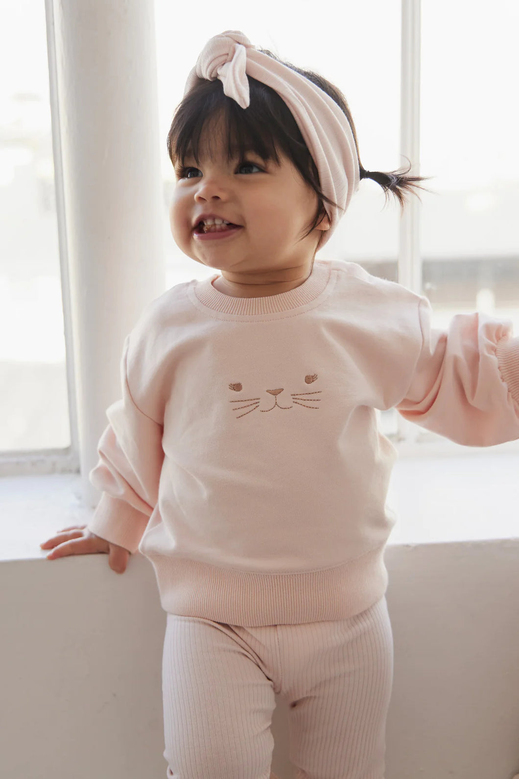 Organic Cotton Penny Sweater Ballet Pink - Baby Girl