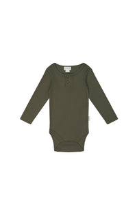 Organic Cotton L/S Bodysuit - Olive