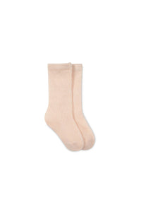 Cable Weave Knee High Sock - Ballet Pink