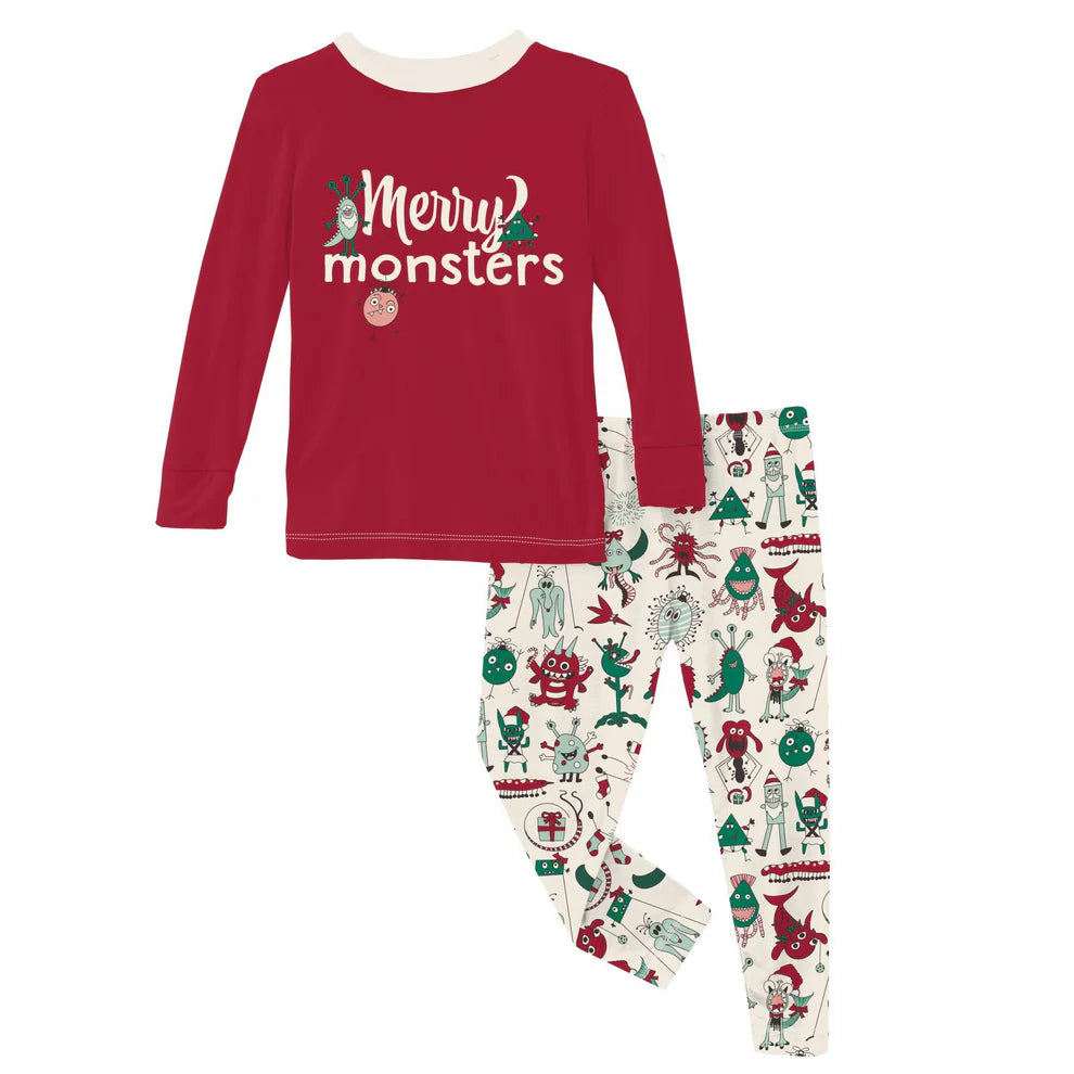 Long Sleeve Graphic Tee Pajama Set - Merry Monters