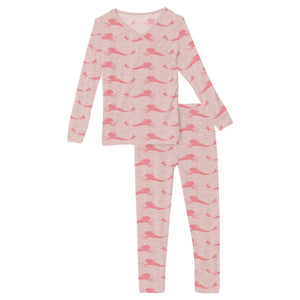 Long Sleeve Kimono Pajama Set Baby Rose Mermaid