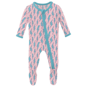 Muffin Ruffle Footie w 2 Way Zipper Lotus Lightning