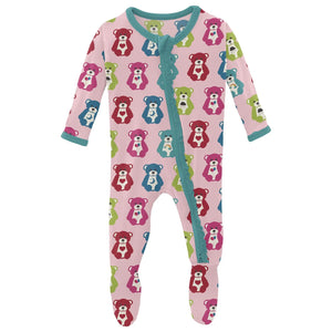Muffin Ruffle Footie With 2 Way Zipper - Lotus Happy Teddy