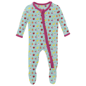 Muffin Ruffle Footie With 2 Way Zipper - Summer Sky Mini Fruit