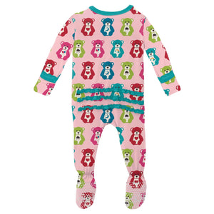 Muffin Ruffle Footie With 2 Way Zipper - Lotus Happy Teddy