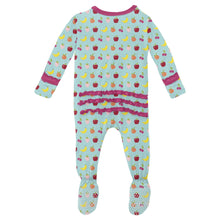 Load image into Gallery viewer, Muffin Ruffle Footie With 2 Way Zipper - Summer Sky Mini Fruit
