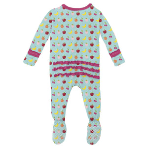 Muffin Ruffle Footie With 2 Way Zipper - Summer Sky Mini Fruit