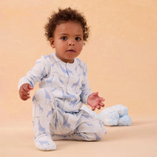 Load image into Gallery viewer, Blue Jolie Giraffe Organic Cotton Magnetic Footie
