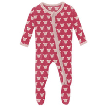 Load image into Gallery viewer, Print Muffin Ruffle Footie with 2 Way Zipper - Cherry Pie Furry Friends
