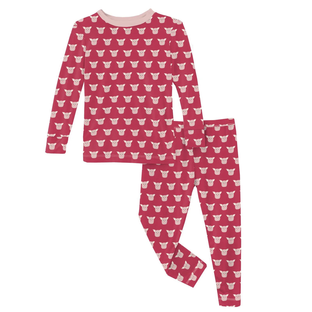 Print Long Sleeve Pajama Set - Cherry Pie Furry Friends