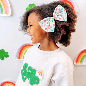 Lucky Charm St Patricks Day Tulle Bow Clip