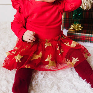 Christmas Plaid L/S Tutu Bodysuit