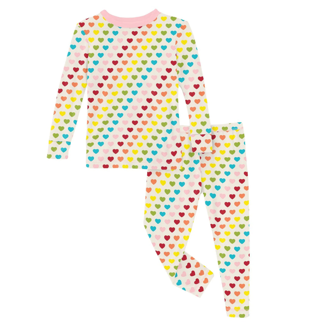 Long Sleeve Pajama Set - Rainbow Hearts