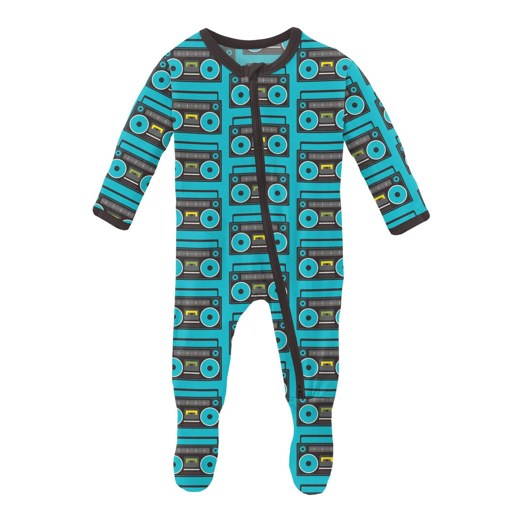 Footie With 2 Way Zipper - Confetti Boombox