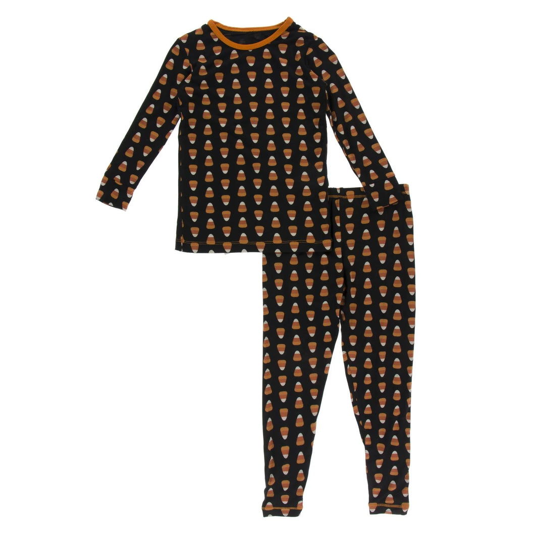 Long Sleeve Pajama Set Midnight Candy Corn