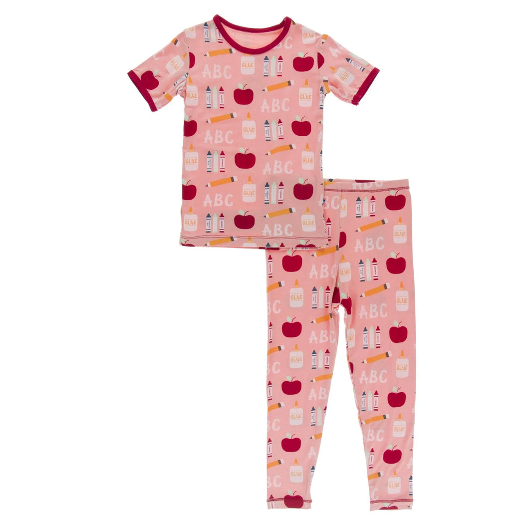 Short Sleeve Pajama Set - Blush First Day Of School
