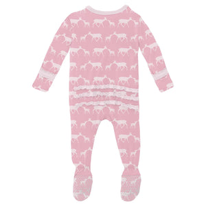 Print Muffin Ruffle Footie With 2 Way Zipper (Cake Pop Doe & Fawn)