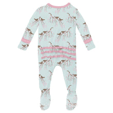 Load image into Gallery viewer, Print Muffin Ruffle Footie With 2 Way Zipper (Fresh Air Bird Branch)
