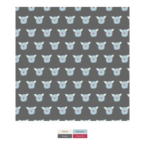 Print Long Sleeve Pajama Set - Pewter Furry Friends