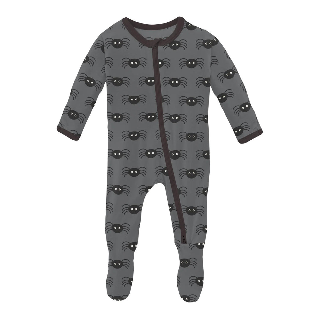 Footie w 2 Way Zipper Stone Spiders