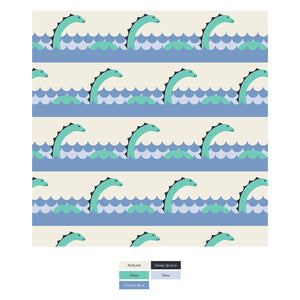 Print Footie with 2 Way Zipper - Natural Sea Monster