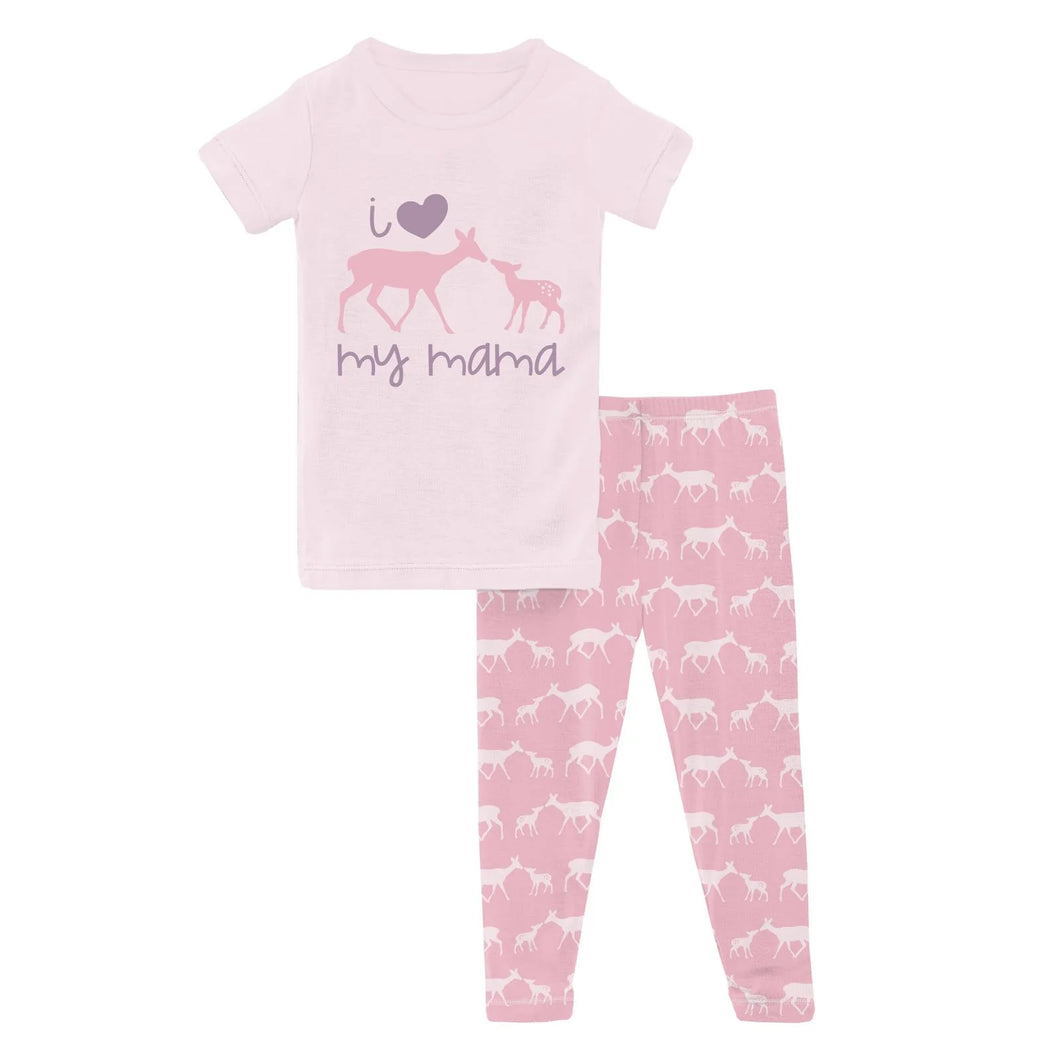 Short Sleeve Graphic Tee Pajama Set (Cake Pop Doe & Fawn)