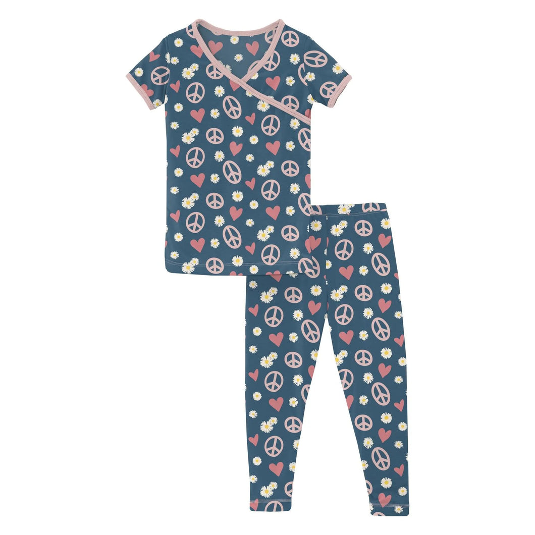 S/S Kimono PJ Set - Peace, Love and Happi