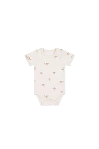 Organic Cotton Hudson Short Sleeve Bodysuit - Sasha Puppy Tofu