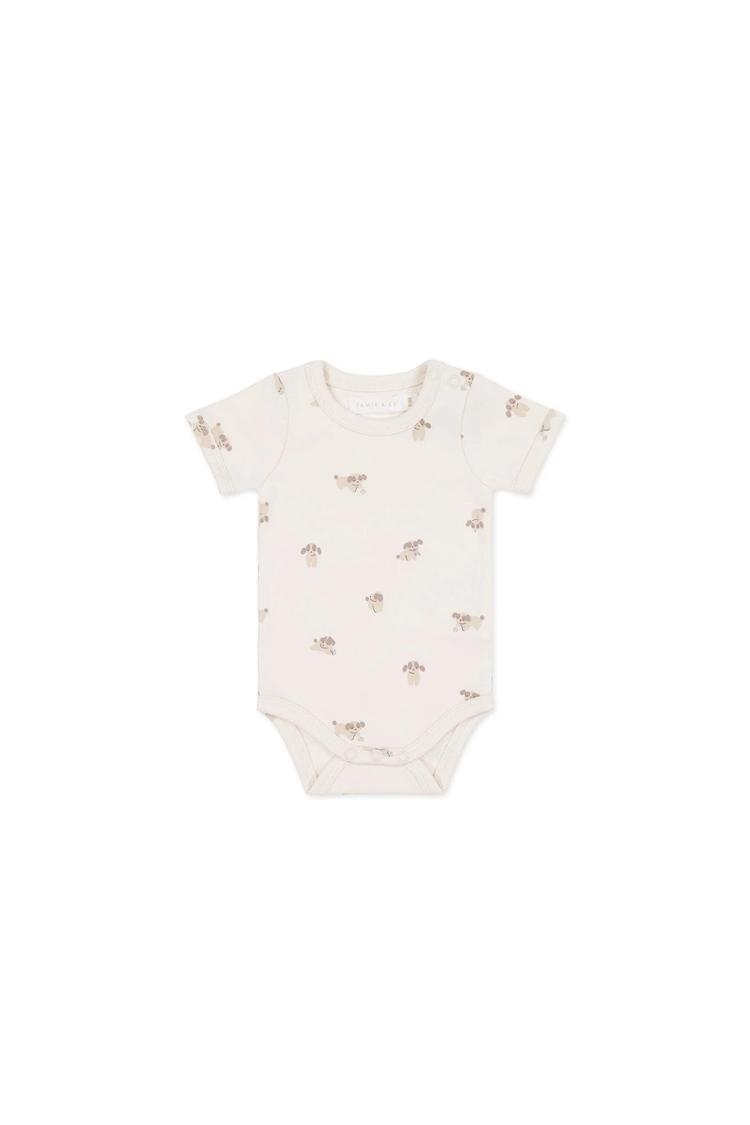 Organic Cotton Hudson Short Sleeve Bodysuit - Sasha Puppy Tofu