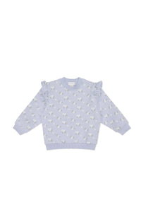 Organic Cotton Maple Sweatshirt - Rose Floral Smoke