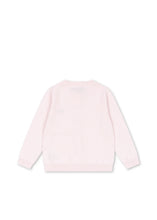 Load image into Gallery viewer, A light pink long-sleeve crewneck sweatshirt shown from the back, laid flat against a solid white background.
