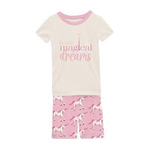 Short Sleeve Graphic Tee Pajama Set with Shorts