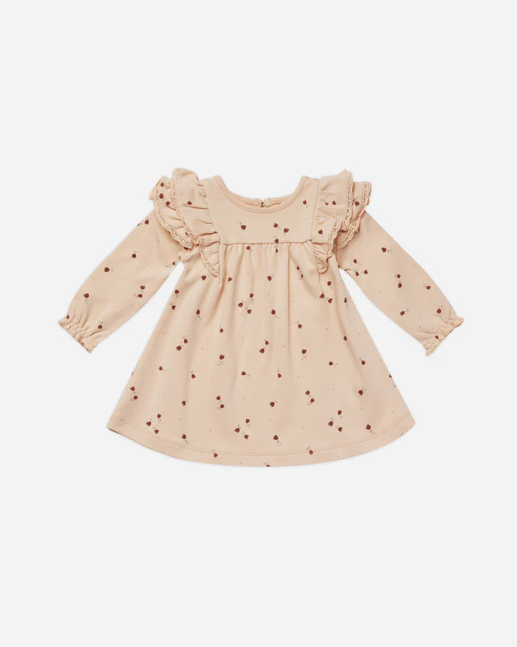 Long Sleeve Flutter Dress - Tulips