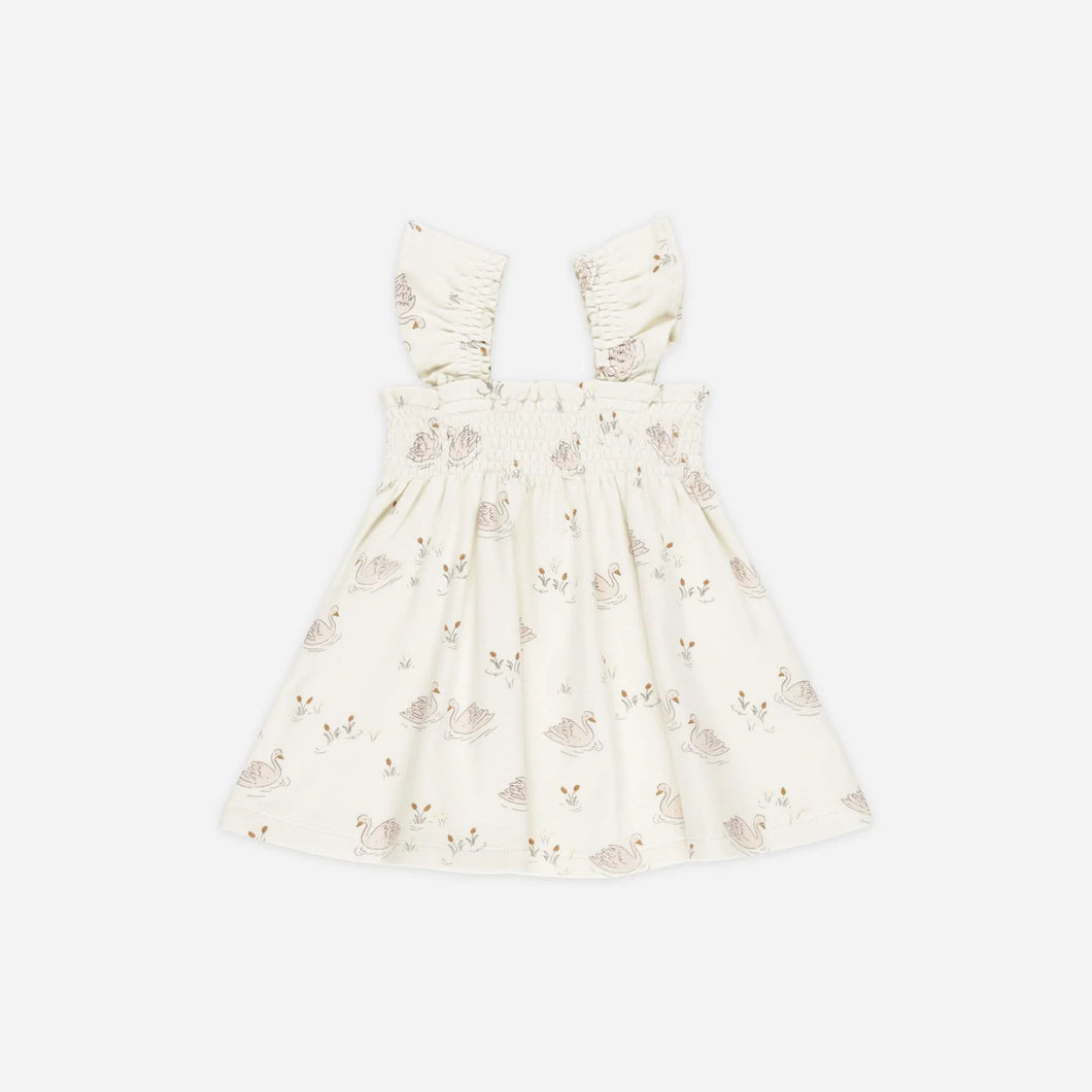 Smocked Jersey Dress - Swans