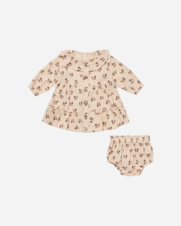 Ruffle Collar Button Dress - FIg Flora