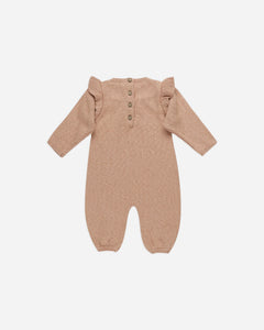 Long Sleeve Mira Knit Romper - Heathered Rose