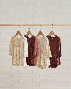 Long Sleeve Ruffle V Dress - Plum Fleur