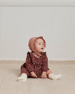 Long Sleeve Ruffle V Dress - Plum Fleur