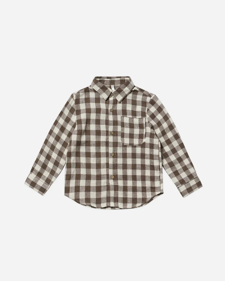 Collared Long Sleeve Shirt - Charcoal Check