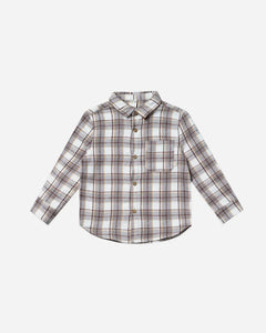 Collared Long Sleeve Shirt - Blue Flannel