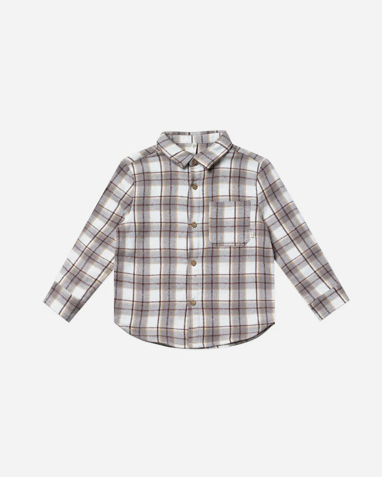 Collared Long Sleeve Shirt - Blue Flannel