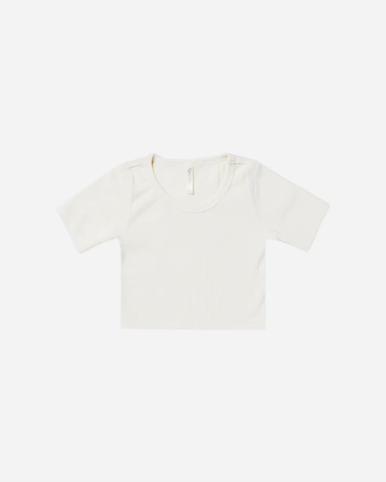 Ribbed Scoop Tee - Ivory